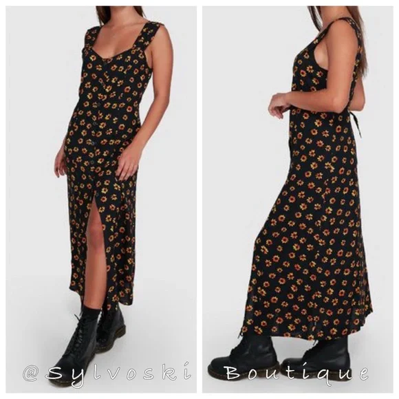 🔥RVCA PUSHIN DAISIES MIDI DRESS NWT - Picture 1 of 4